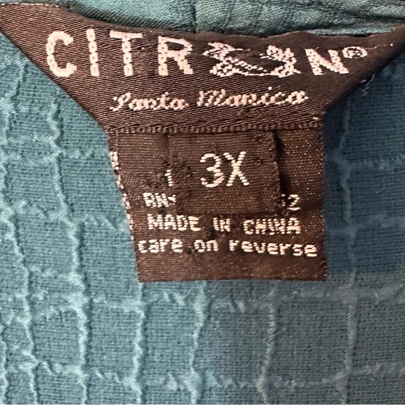 Citron Santa Monica Silk Turquoise Blouse Top - Picture 3 of 4